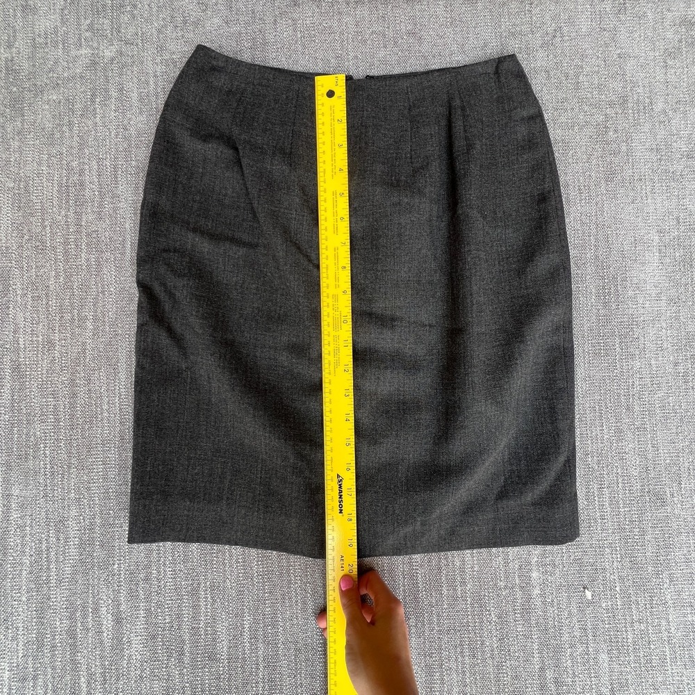 Casual Corner Pencil Skirt Womens 4 Charcoal Gray Pure Wool Lined Office Career - Picture 4 of 6